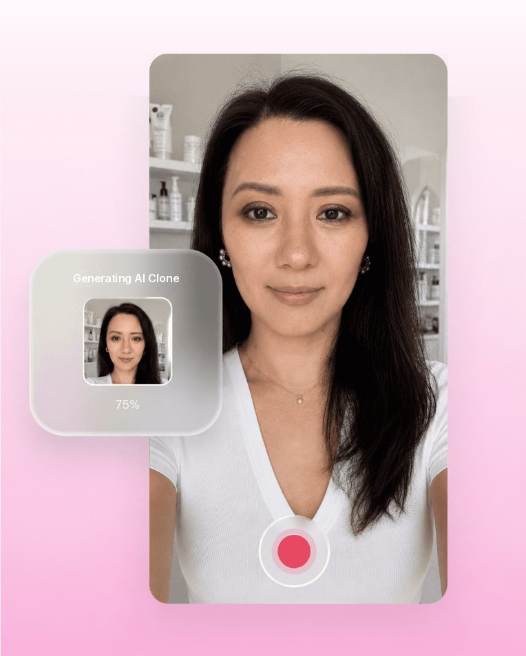 Liya recording a short video while her AI clone is generated